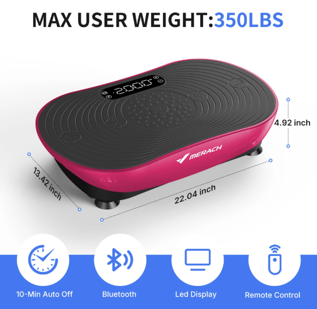 Vibration Plate Exercise Machine - LED Touch Screen, Bluetooth & Resistance Bands
