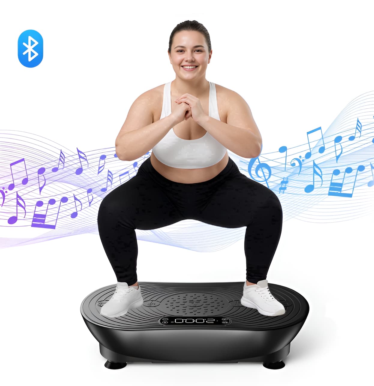 Vibration Plate Exercise Machine - LED Touch Screen, Bluetooth & Resistance Bands