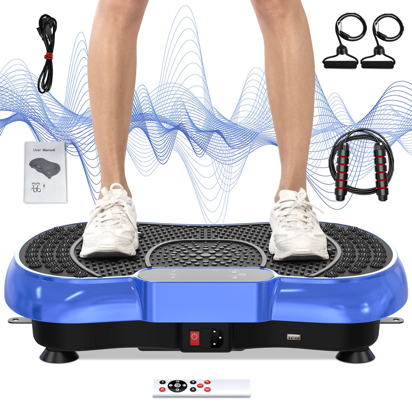 Vibration Plate Exercise Machine Whole Body Workout Vibration Fitness Platform with Accessories, White