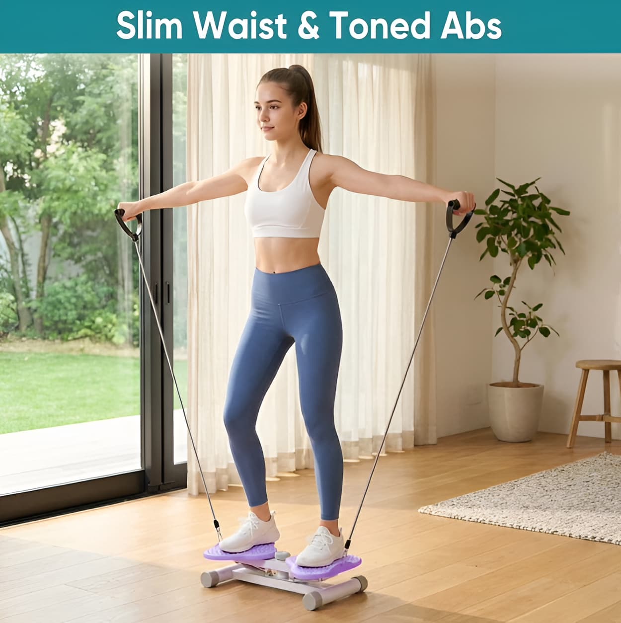 Waist Twister Board with Resistance Bands 300 lb Capacity