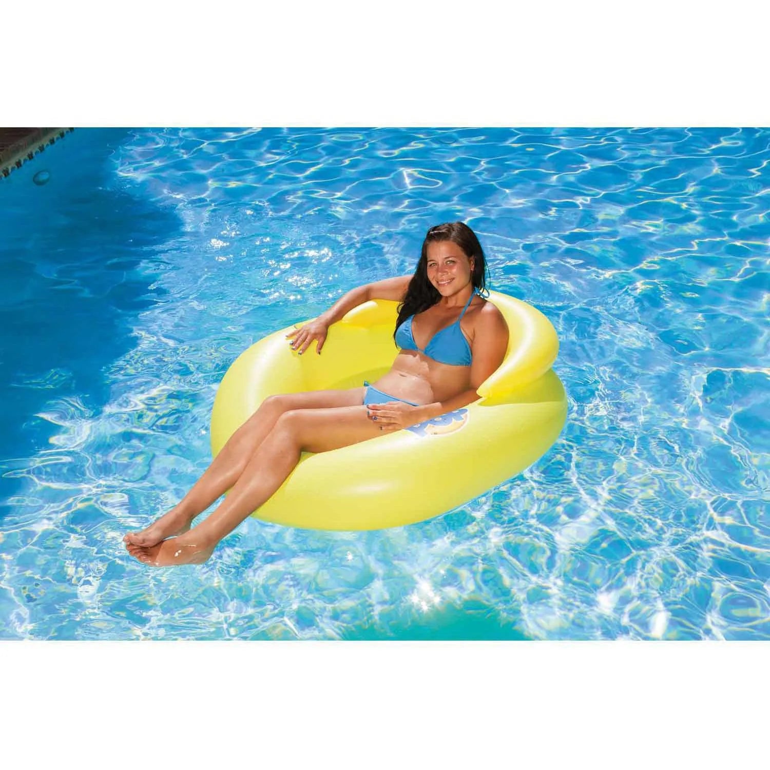 Water-Pop Mesh Bottom Swimming Pool Float Lounge - Yellow