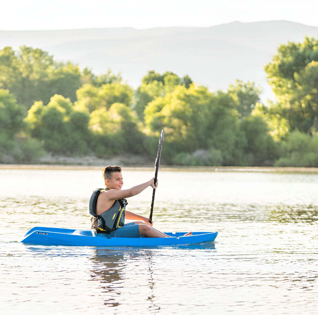 Wave 6 ft Youth Kayak with Paddle - Kids Ages 5+ (130 lb Capacity)