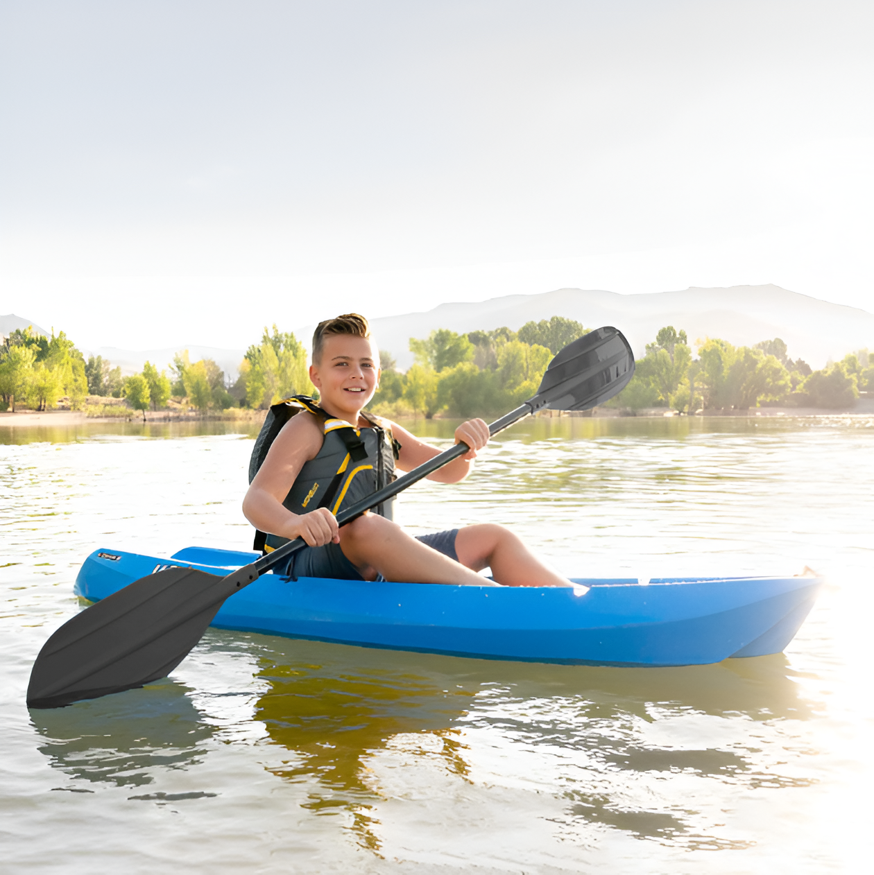 Wave 6 ft Youth Kayak with Paddle - Kids Ages 5+ (130 lb Capacity)