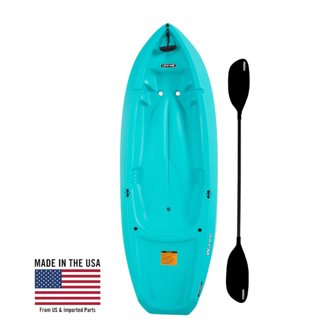 Wave 6 ft Youth Kayak with Paddle - Kids Ages 5+ (130 lb Capacity)