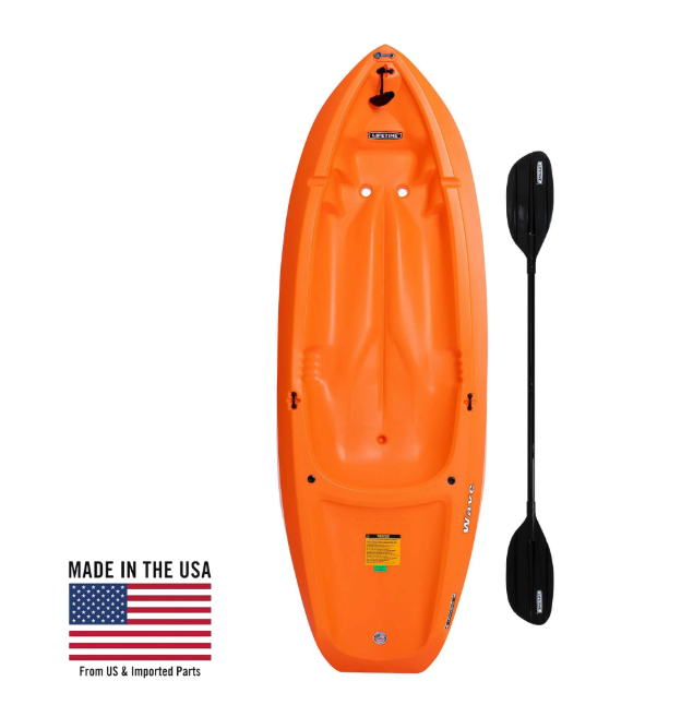 Wave 6 ft Youth Kayak with Paddle - Kids Ages 5+ (130 lb Capacity)