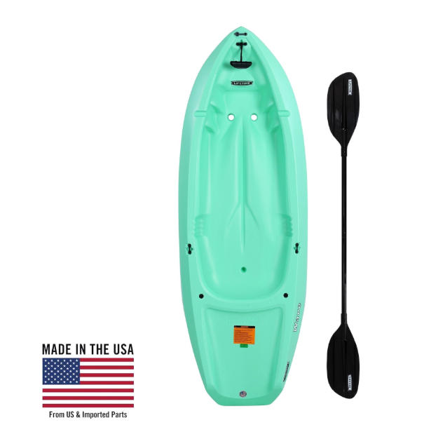 Wave 6 ft Youth Kayak with Paddle - Kids Ages 5+ (130 lb Capacity)