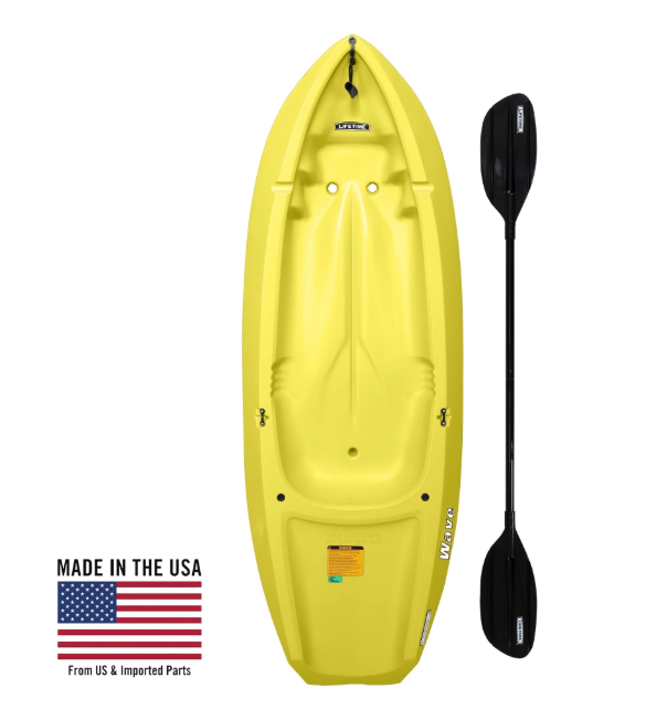 Wave 6 ft Youth Kayak with Paddle - Kids Ages 5+ (130 lb Capacity)