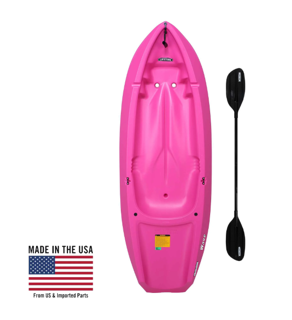 Wave 6 ft Youth Kayak with Paddle - Kids Ages 5+ (130 lb Capacity)