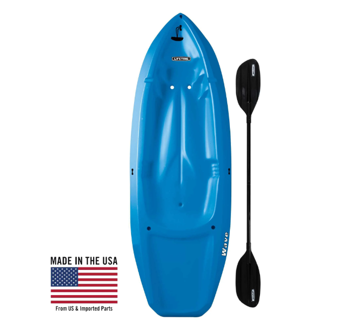 Wave 6 ft Youth Kayak with Paddle - Kids Ages 5+ (130 lb Capacity)