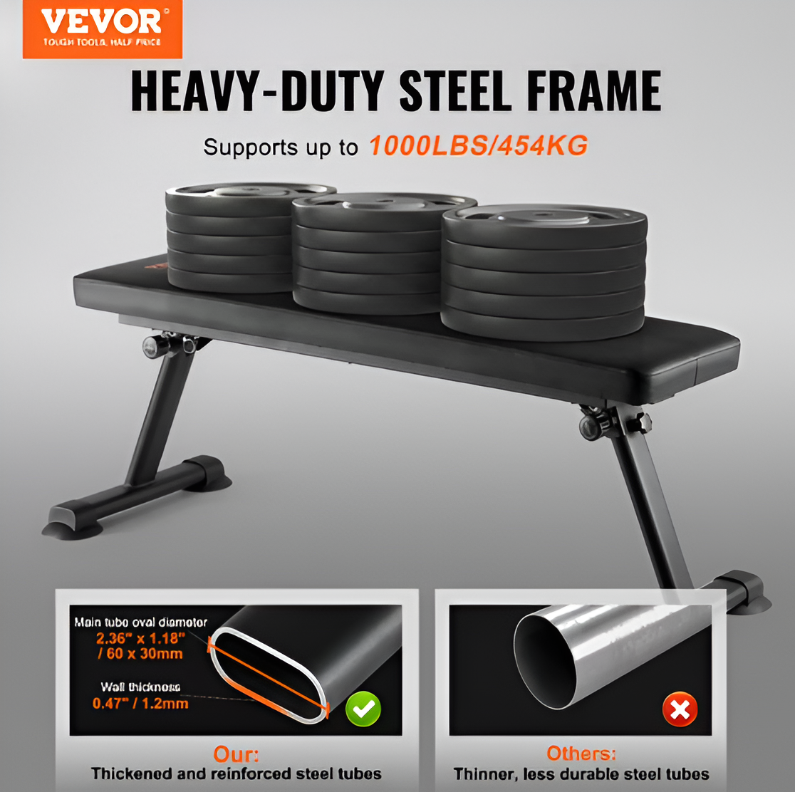 Foldable Flat Weight Bench – 1,000 lb Capacity | Home Gym