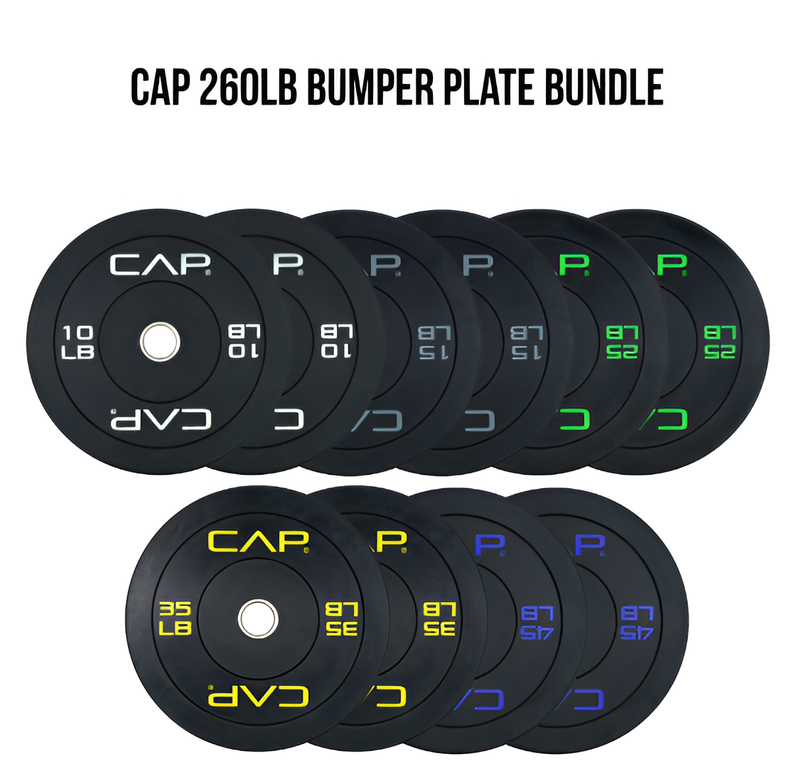 Olympic Bumper Weight Plates Set | Rubber Olympic Plates 160, 260 & 370 lb