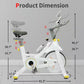 White and Yellow Heavy Duty Steel Exercise Bike with Phone Bracket, Heavy Flywheel and LCD Monitor
