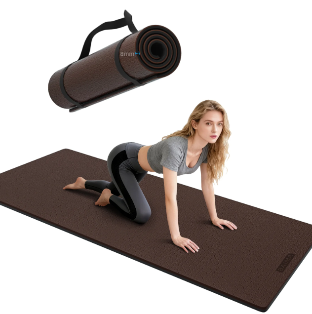 Workout Mat 8mm Thick - Non Slip TPE Yoga Mat 71"x24" for Home Gym