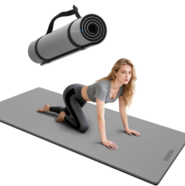 Workout Mat 8mm Thick - Non Slip TPE Yoga Mat 71"x24" for Home Gym