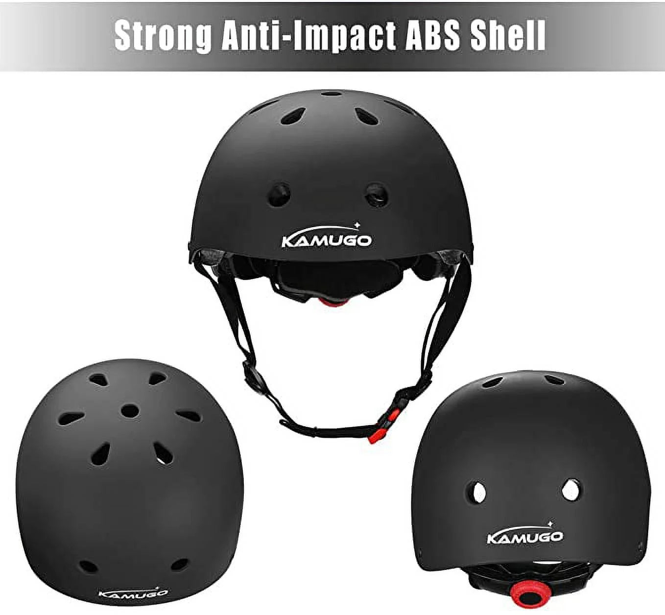 Helmets for Kids ，Black Helmet Knee Pads and Elbow Pads for Kids