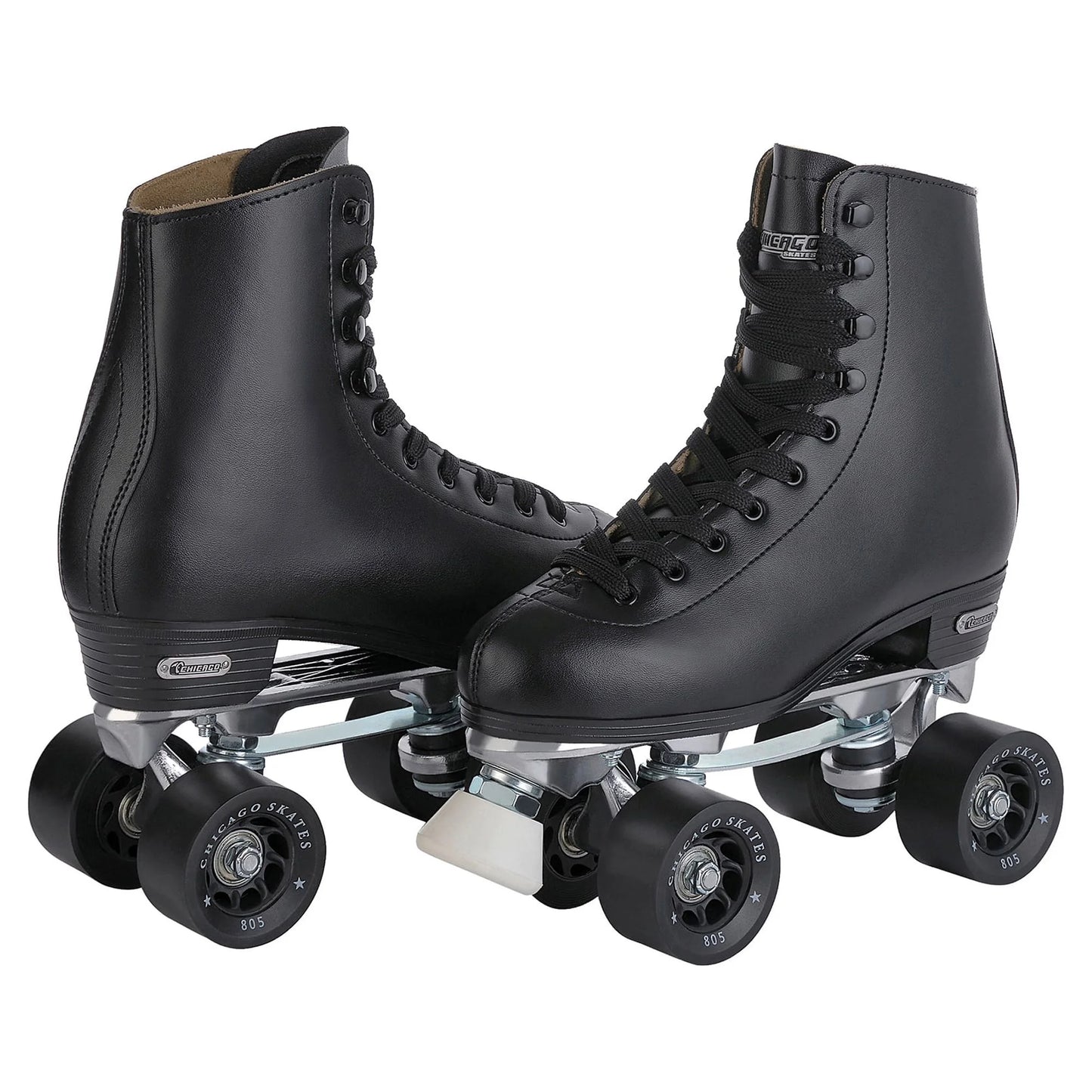 Men'S Deluxe Quad Roller Skates Black Classic Rink Skate, Sizes 5-13