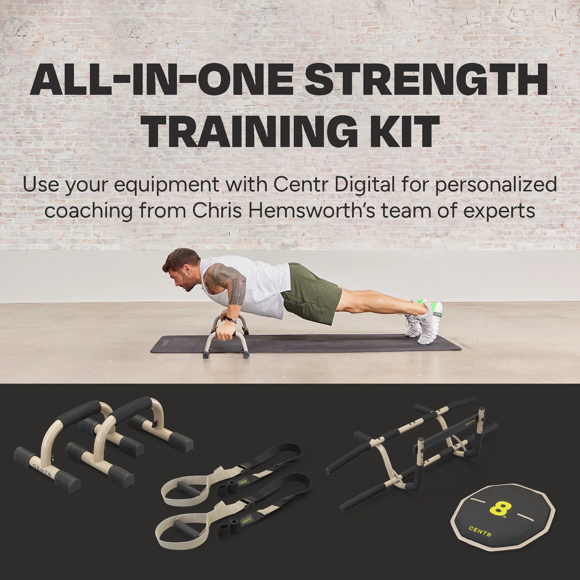 by Chris Hemsworth Strength Training Kit, Home Workout Equipment, 6 Piece Set + 3-Month Membership