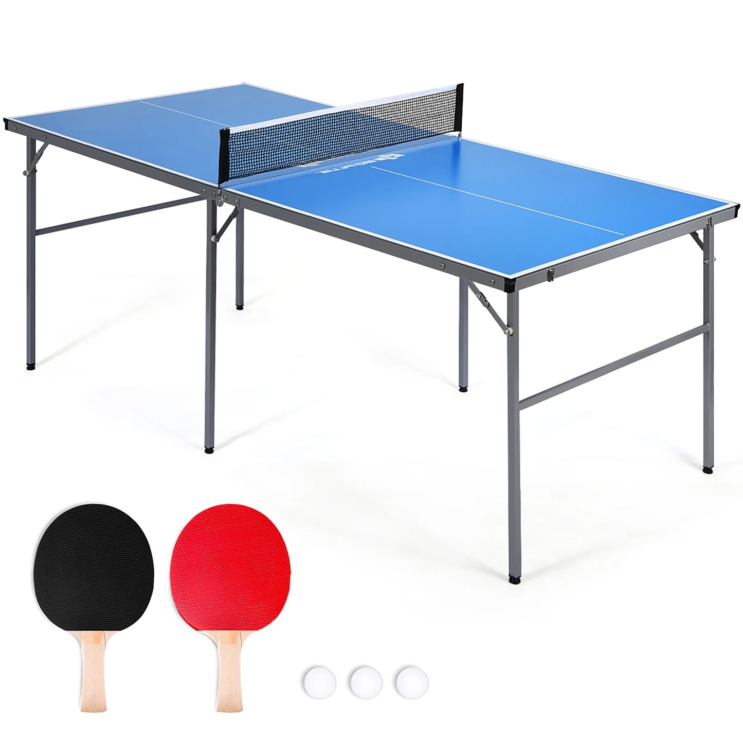 Goplus 6’X3’ Portable Tennis Ping Pong Folding Table W/Accessories Indoor Outdoor Game