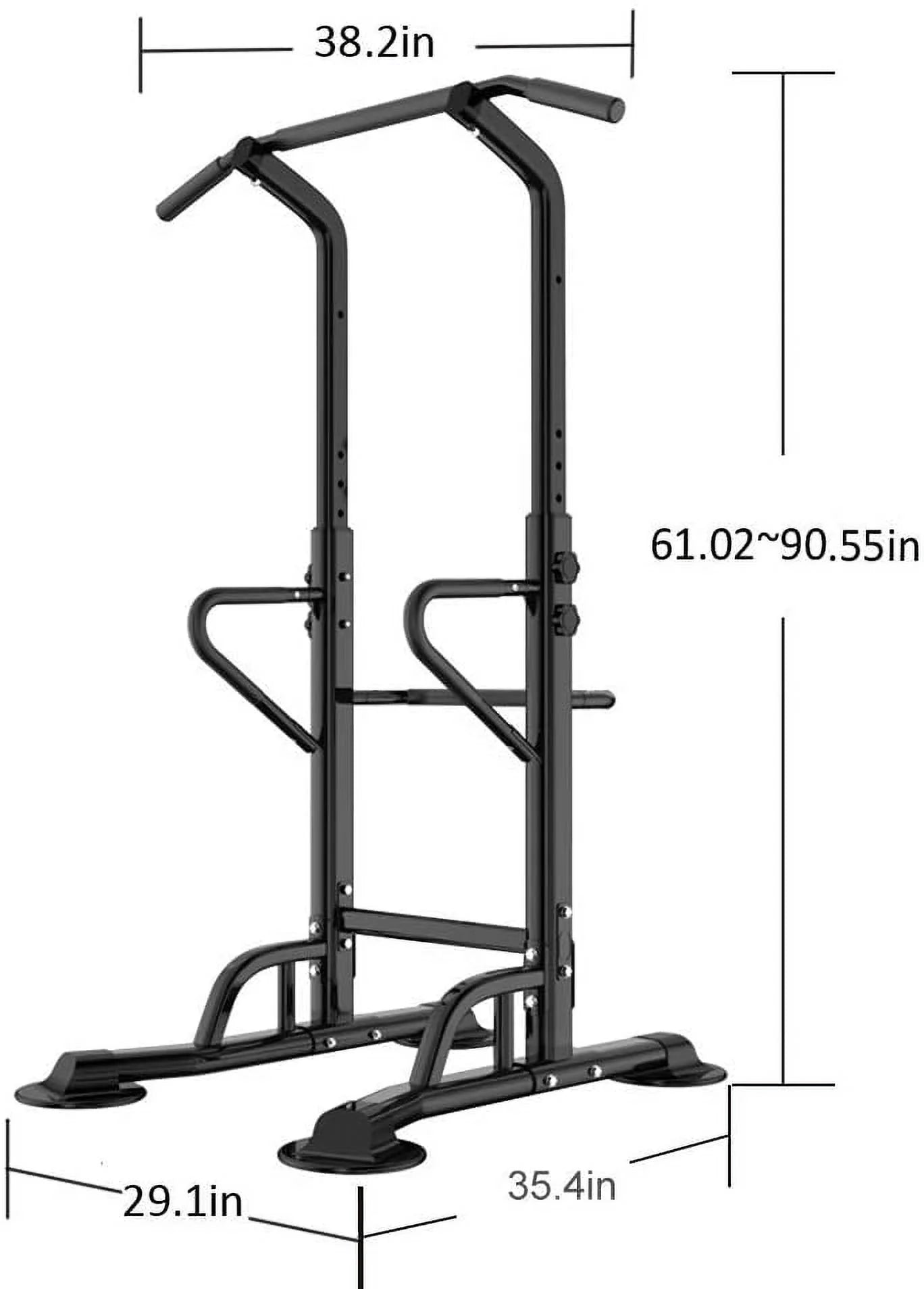 Power Tower Dip Station, Adjustable Height Pull up Bar Stand Power Rack Multi-Function Strength Training Equipment for Fitness Home Workout, Black