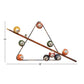 Eclectic Metal Multi Colored Billiard Set with Billiard Balls, Triangle Rack and Cue Stick Wall Décor, 30"W X 15"H