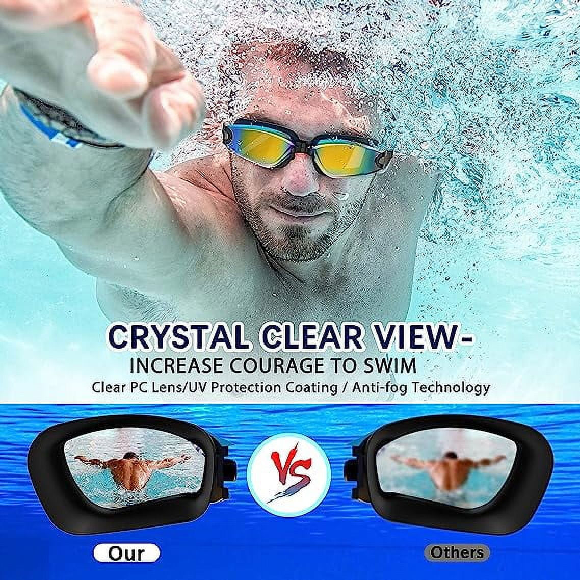 Youth Swim Goggles, Goggle with Nose Cover, Tinted, Anti-Fog Lenses with UV Protection, No Leak Water