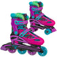 Sprinter Girl'S Youth 2-In-1 Quad Roller and Inline Skates Combo, Neon Zebra (Size 3-6)