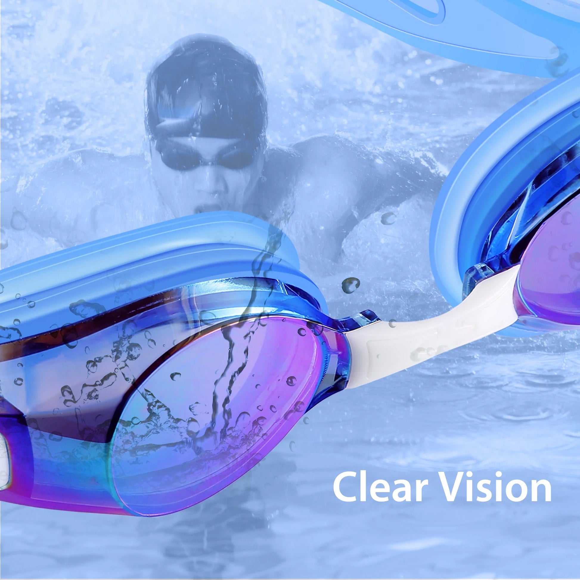 Blue Pool and Water Polo and Diving and Triathlon and Swimming Sport Goggles