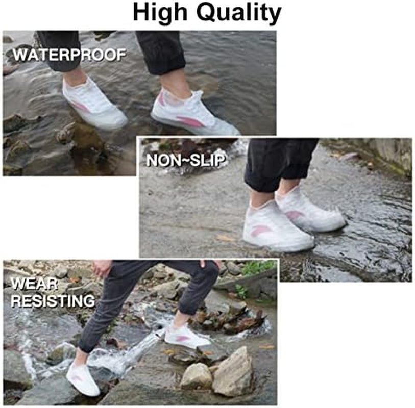 Waterproof Shoe Covers, Non-Slip Water Resistant Overshoes Silicone Rubber Rain Shoe Cover Outdoor Cycling Protectors Apply to Men, Women, Kids (Small, Black)