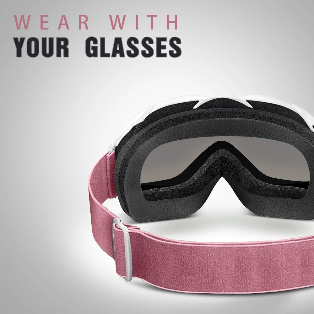 Ski Goggles OTG - over Glasses Ski/Snowboard Goggles for Men, Women & Youth - 100% UV Protection