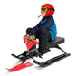 Metal Snow Racer Sled W/Steering Wheel and Brakes Kids Snow Sand Grass Sliding Black & Red