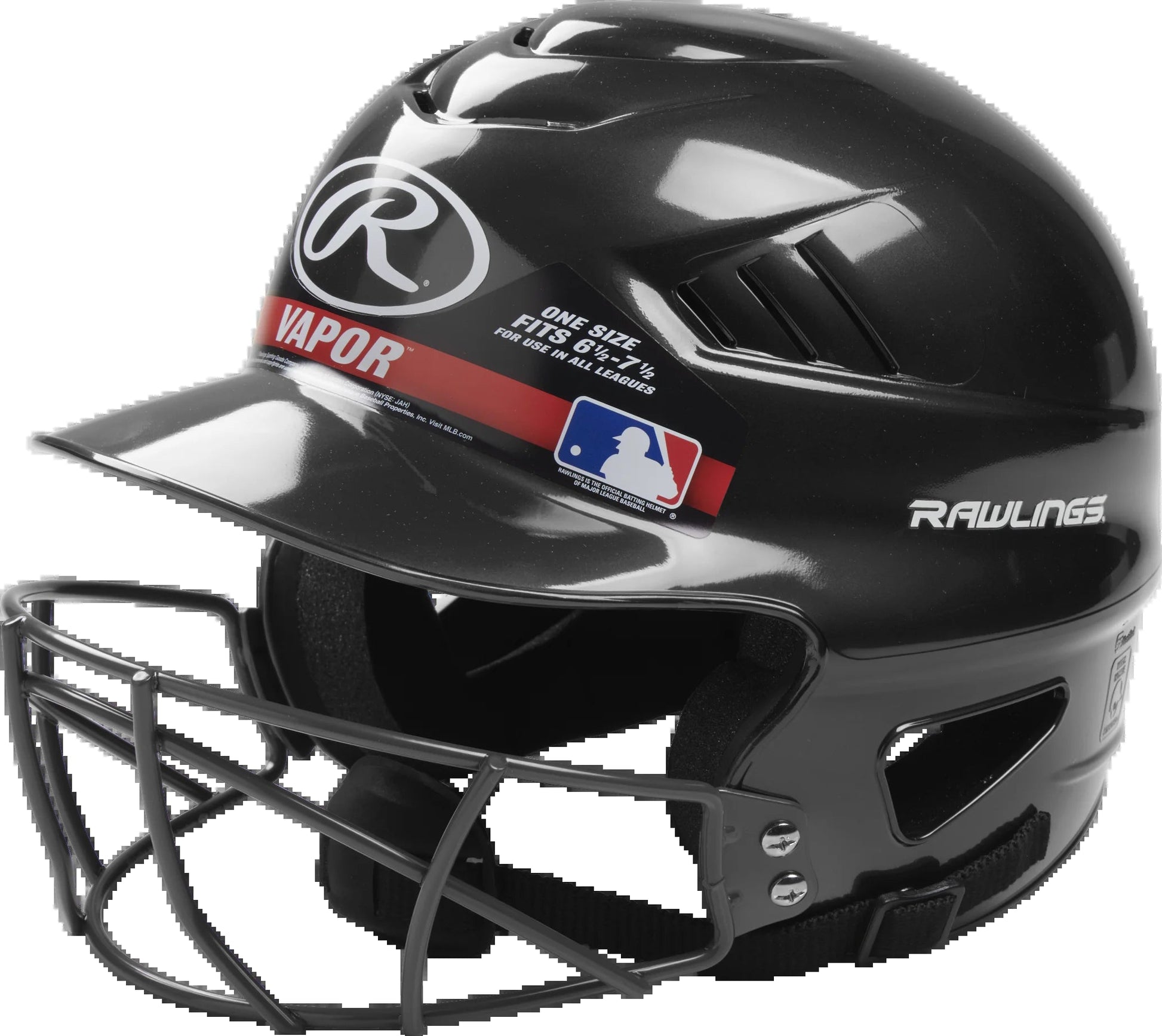 Vapor Molded Youth Batting Helmet with Face Guard, Black