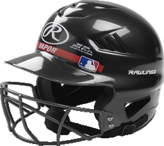 Vapor Molded Youth Batting Helmet with Face Guard, Black