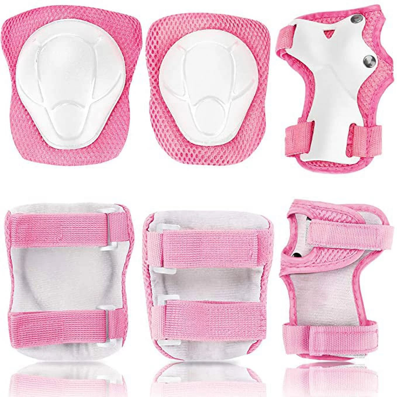 Kids Bike Helmet and Knee Pads 7Pcs ,Helmets for Kids Adjustable for 2~8 Years Girl , Pink