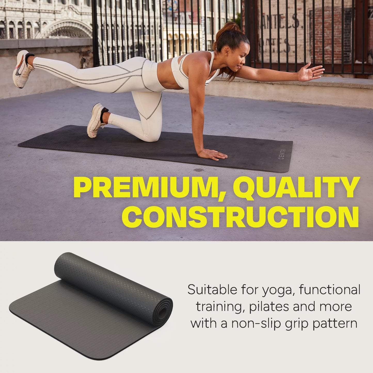 by Chris Hemsworth Non-Slip Exercise Yoga Mat, Black, 72" X 24" with 3-Month  Membership