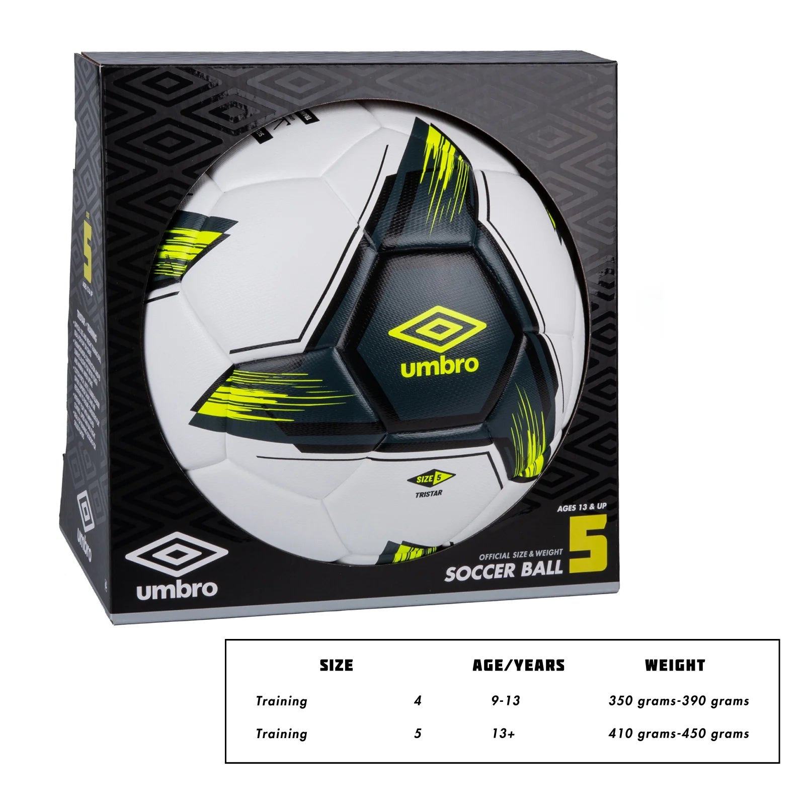 Tristar Size 5 Adult and Teen Soccer Ball, White/Gray/Yellow