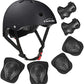 Helmets for Kids ，Black Helmet Knee Pads and Elbow Pads for Kids