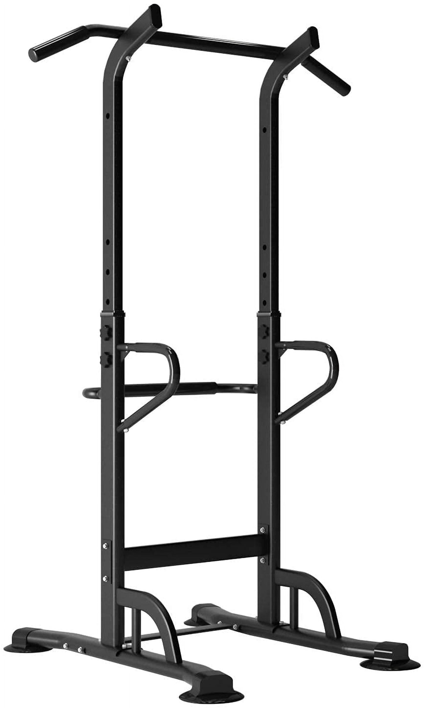 Power Tower Dip Station, Adjustable Height Pull up Bar Stand Power Rack Multi-Function Strength Training Equipment for Fitness Home Workout, Black