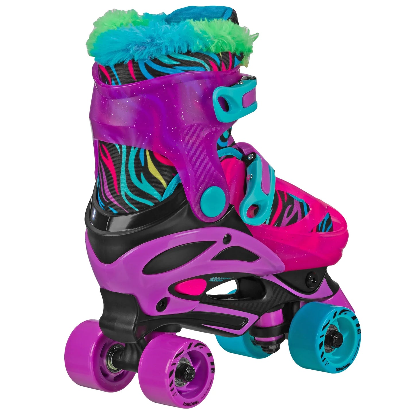 Sprinter Girl'S Youth 2-In-1 Quad Roller and Inline Skates Combo, Neon Zebra (Size 3-6)