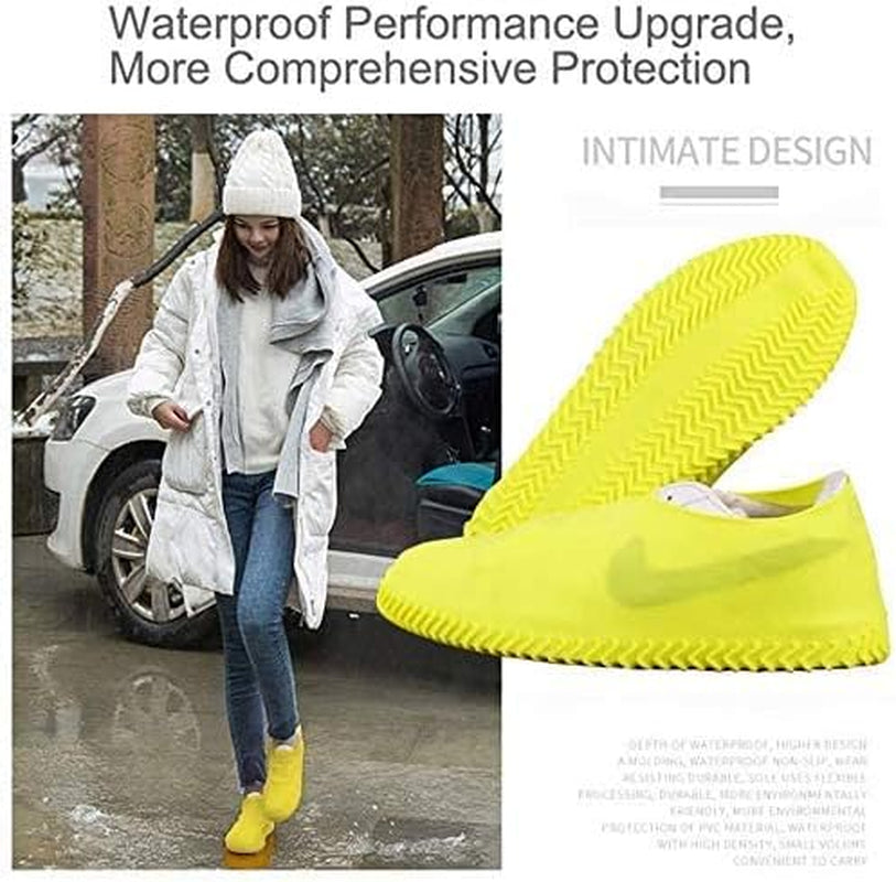 Waterproof Shoe Covers, Non-Slip Water Resistant Overshoes Silicone Rubber Rain Shoe Cover Outdoor Cycling Protectors Apply to Men, Women, Kids (Small, Black)