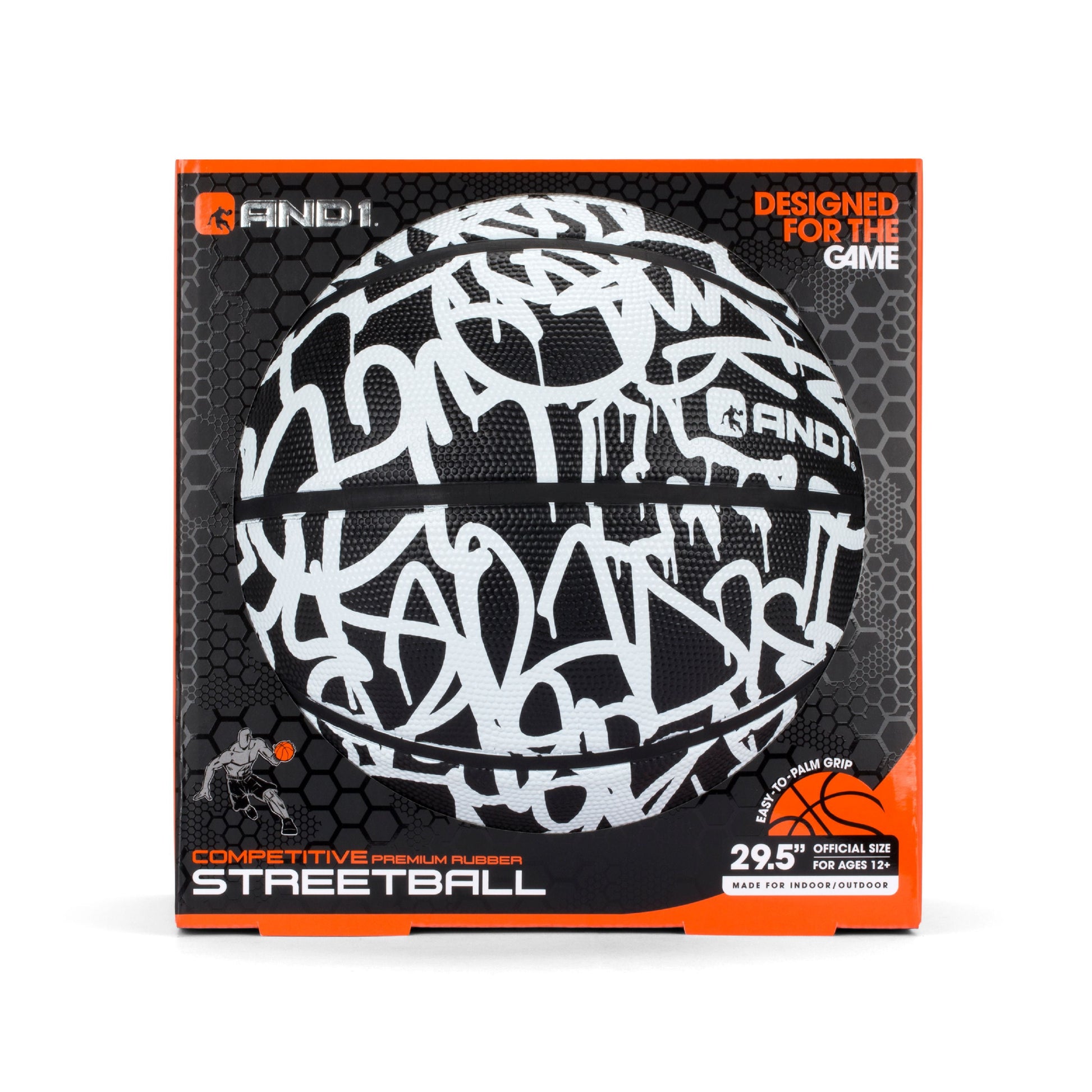 Fantom Rubber Basketball, Black & White Graffiti, 29.5"